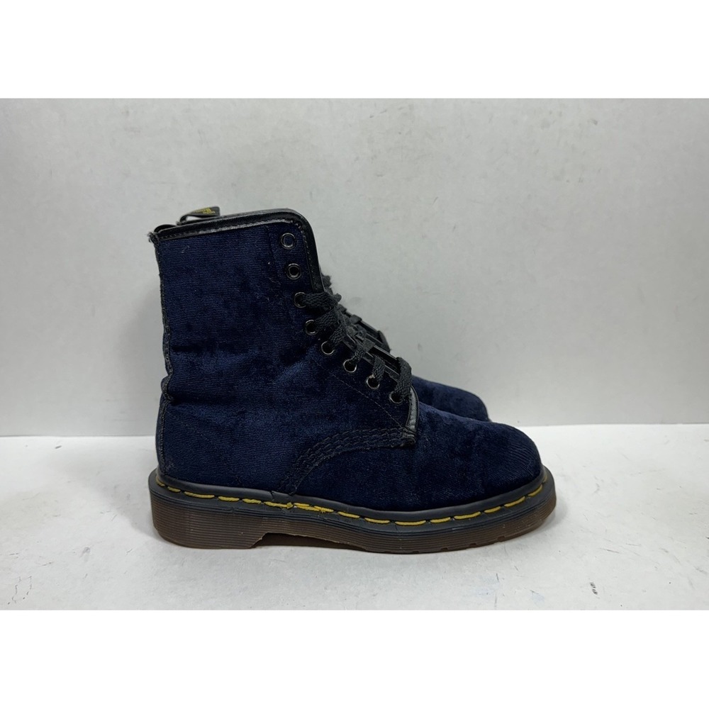 Vintage Dr. Martens Navy Blue Velvet Boots Made in England Women's Size 5 US